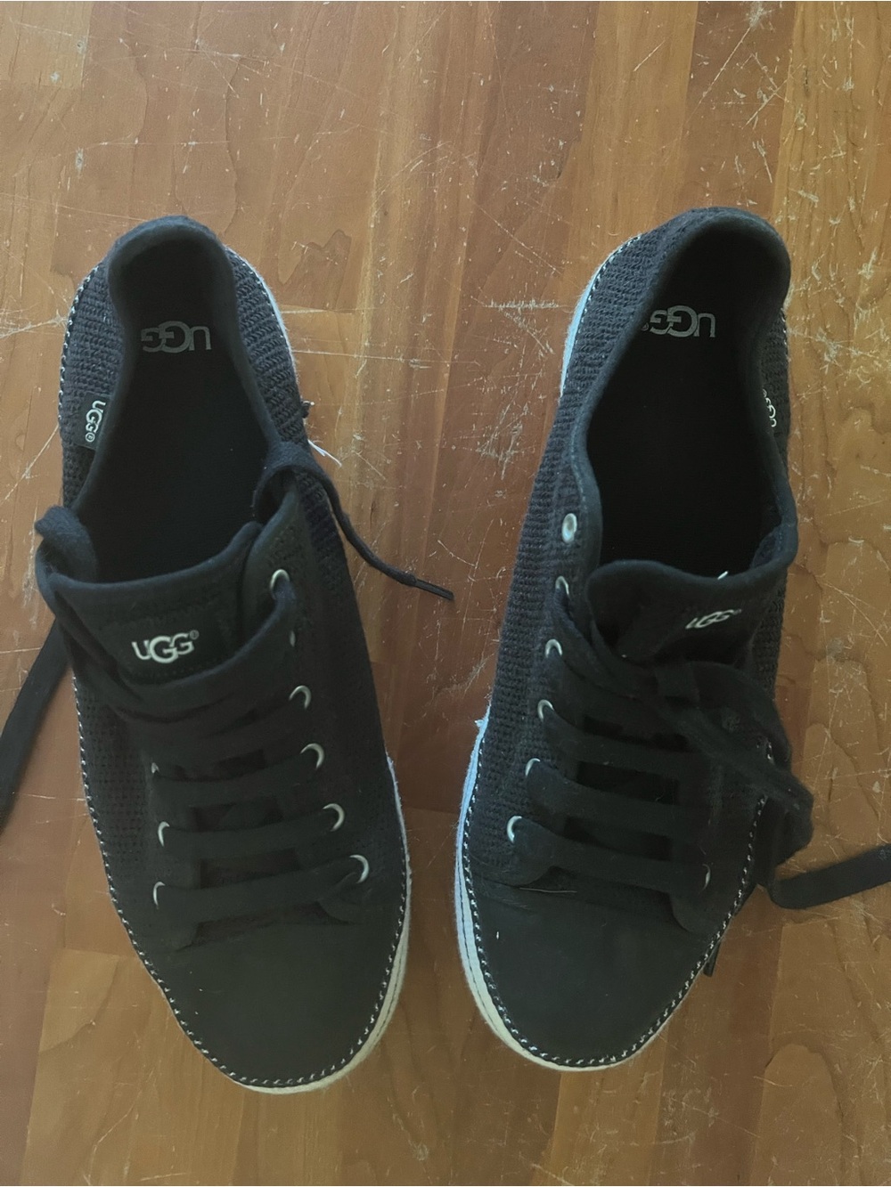 UGG Women’s Black Knit Lace-Up Platform Sneakers